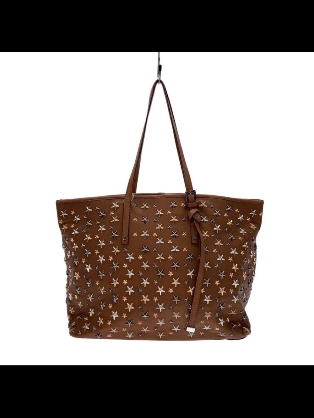 Jimmy Choo Brown Star-Studded Leather Tote